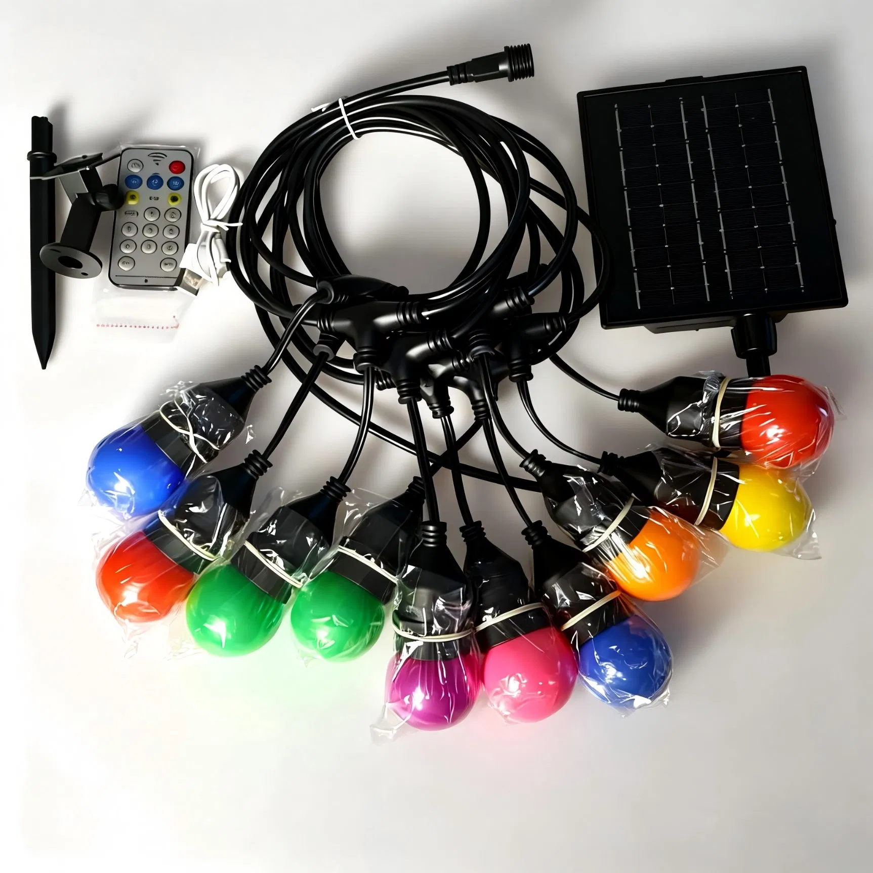 Multi-Colored Christmas String Light Outdoor LED bulb with Solar Panel