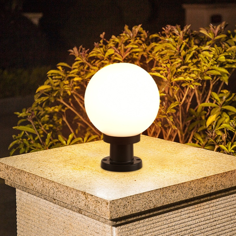 Globe Pillar Lights Acrylic Shape Outdoor Fence Solar LED Ball Gate Light