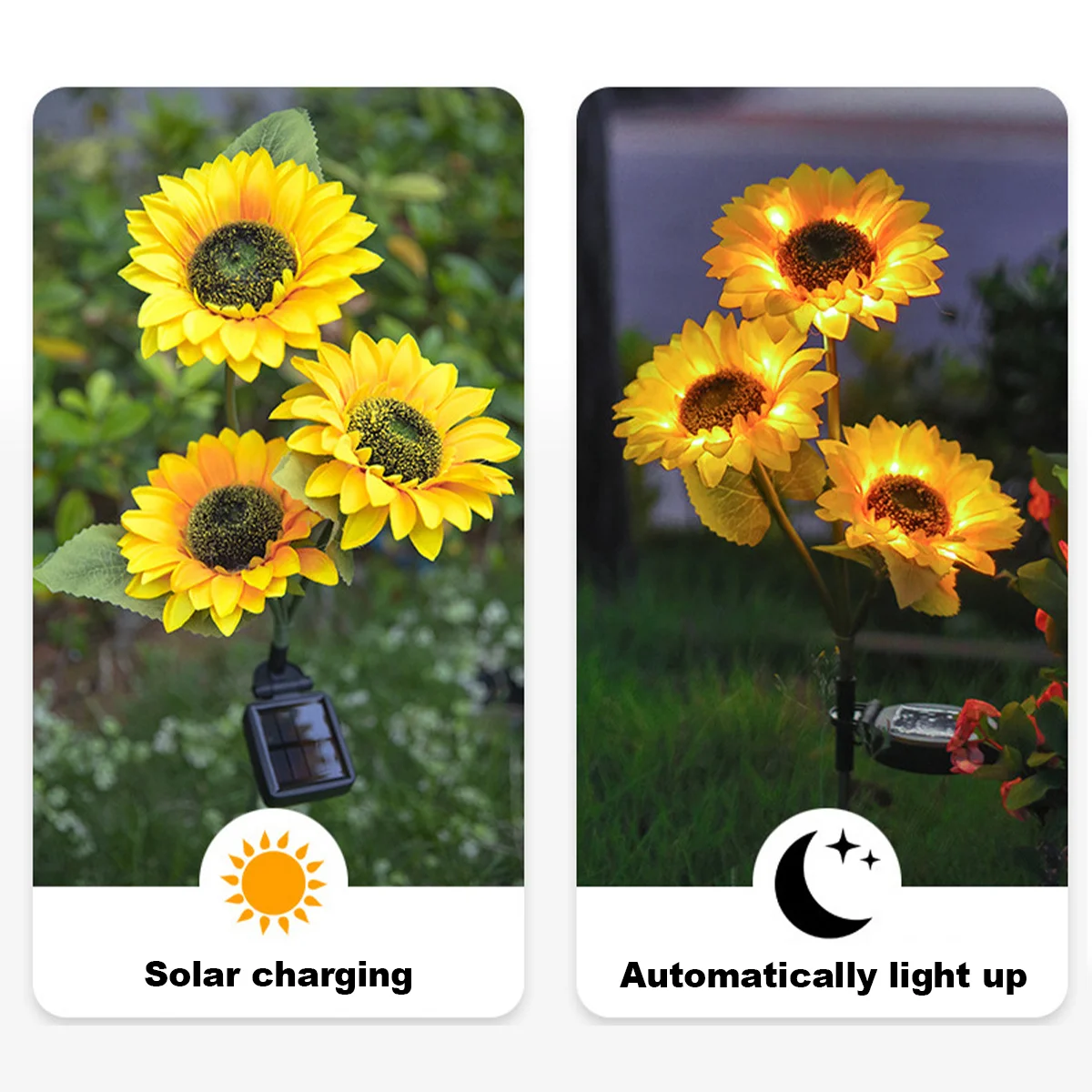 Sunflower Solar Lights Decorative Outdoor Garden Patio Light Automatic On/Off Led Yard Warm White Landscape Lawn Path Waterproof
