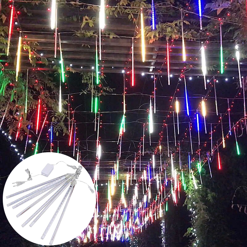 LED Colorful Flowing Water Flashing Solar Fence Light Outdoor Lighting Garden Park Street Waterproof Hanging Tree Lights