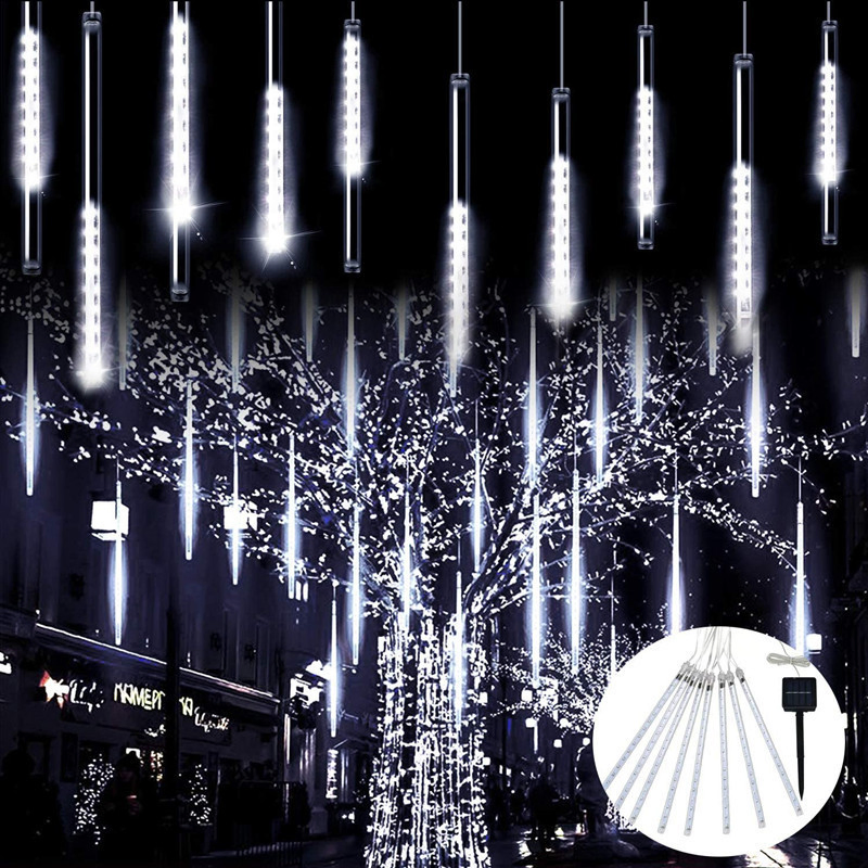 Outdoor LED Meteor Shower Lights, Solar Meteor Shower Lights, Colored Lights, Festive Christmas Courtyard Decoration Hanging Tree Colored Lights