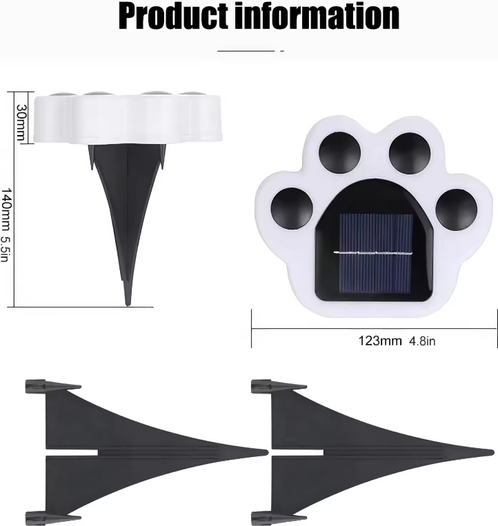 Solar Ground Lights Lovely Bear Paw Shape LED Lights Outdoor Waterproof Light