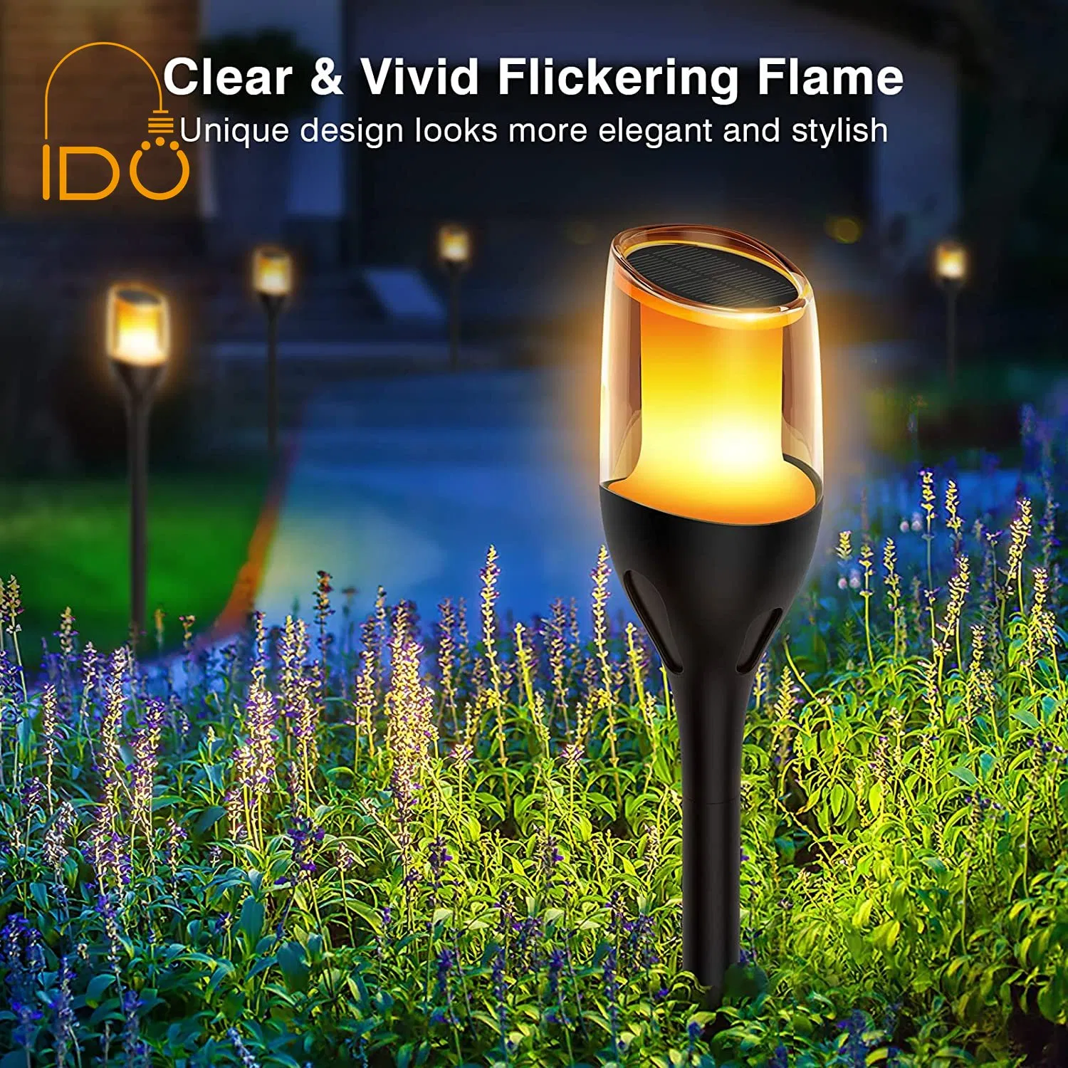 All Weather Dancing Flame Ground Insert Auto Charging LED Solar Lawn Light