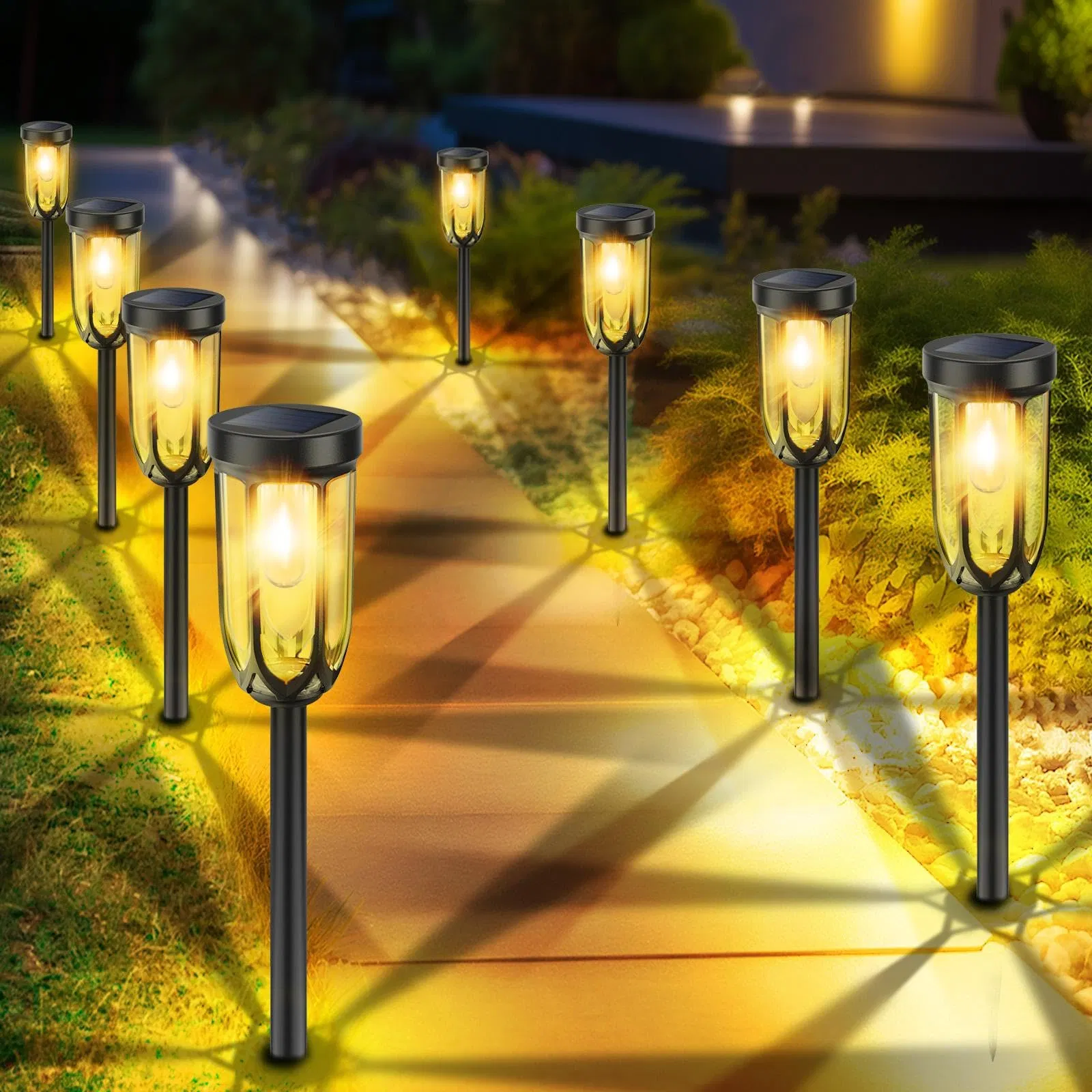 Solar Lights Outdoor Waterproof - 2-in-1 Solar Powered Ground Lights Outdoor Solar Disk Light Landscape Light for Deck Step Patio Yard Pathway Walkway Driveway