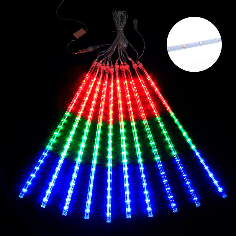 Outdoor LED Meteor Shower Lights, Solar Meteor Shower Lights, Colored Lights, Festive Christmas Courtyard Decoration Hanging Tree Colored Lights