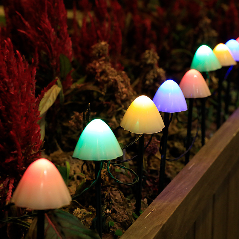 10/20PCS Mini Mushroom String Outdoor Patio Pathway Landscape Fairy Light Solar Ground Stakes Lamp