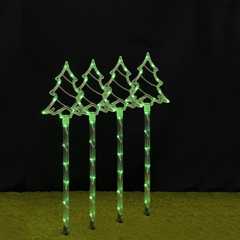 Green Illuminated Christmas Outdoor Solar Garden Lights with Tree Shape