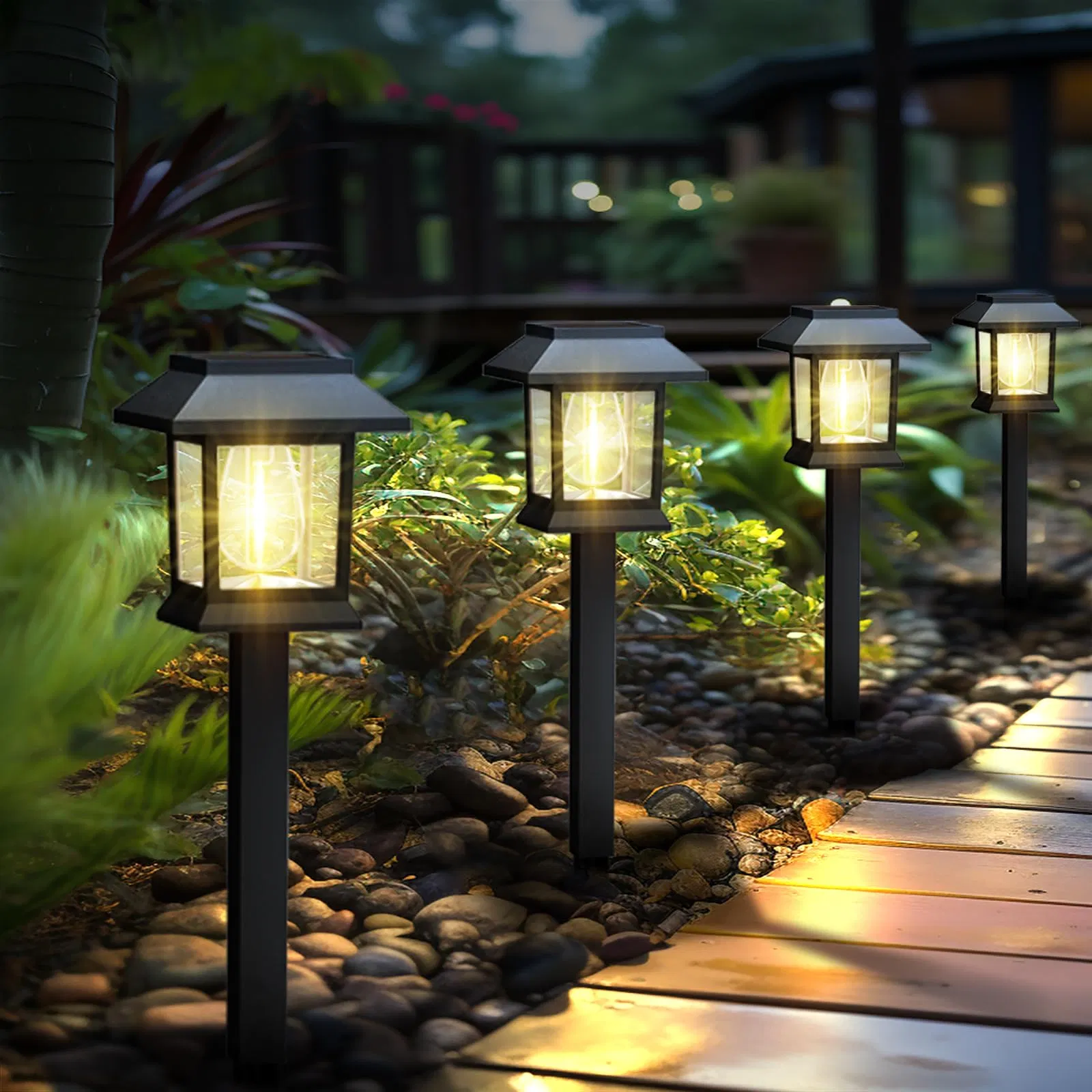 Solar Garden Light with Rechargeable Lead-Acid Battery - Brightens Courtyards All Night Long