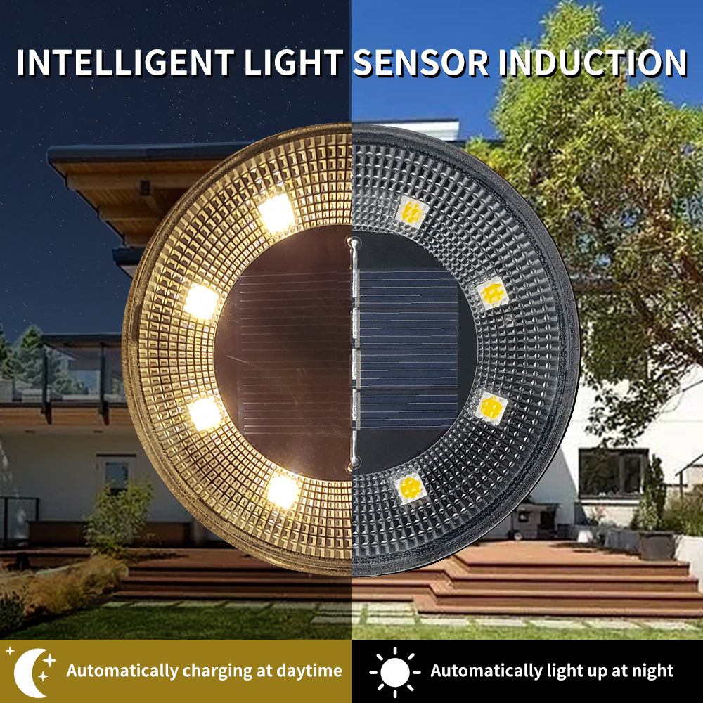 Best Outdoor Solar Power in Ground Lights IP68 Waterproof Garden Pathway Disk Light