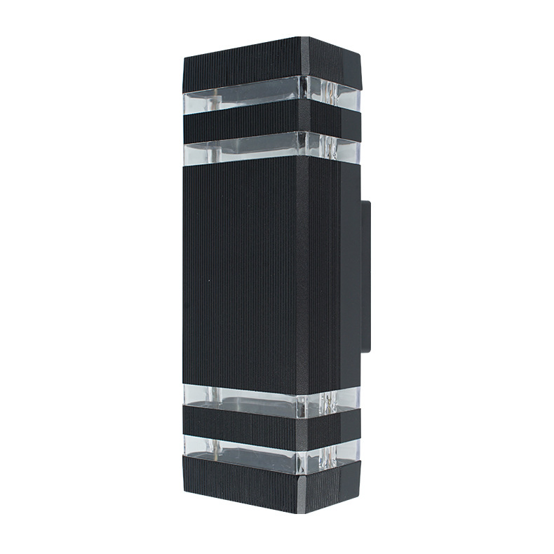 Outdoor Aluminum Wall Lamp Waterproof Double Head up and Down Square Lamp Solar Powered LED Light for Courtyard Corridor