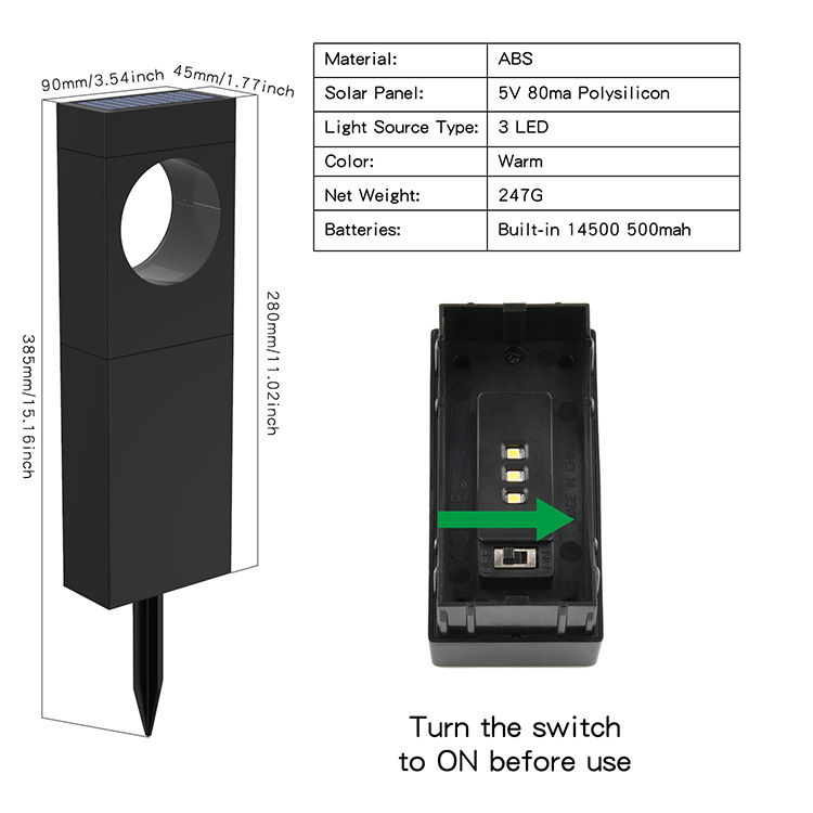 Solar Powered Warm Light European Modern Design In-Ground Solar Lawn Lights Long Lasting for Courtyard Garden Park