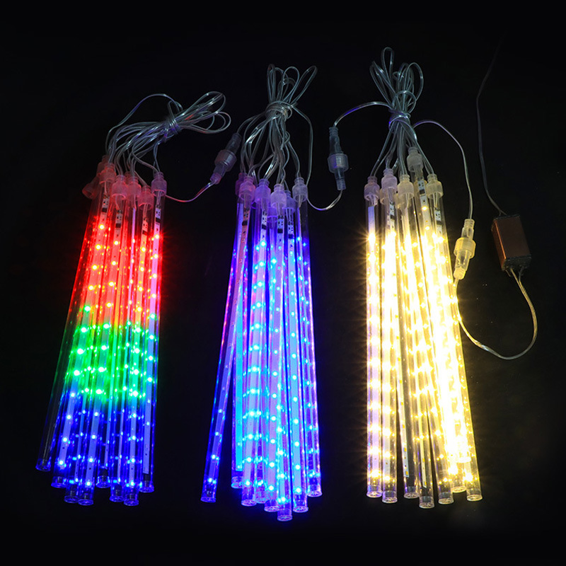Outdoor LED Meteor Shower Lights, Solar Meteor Shower Lights, Colored Lights, Festive Christmas Courtyard Decoration Hanging Tree Colored Lights