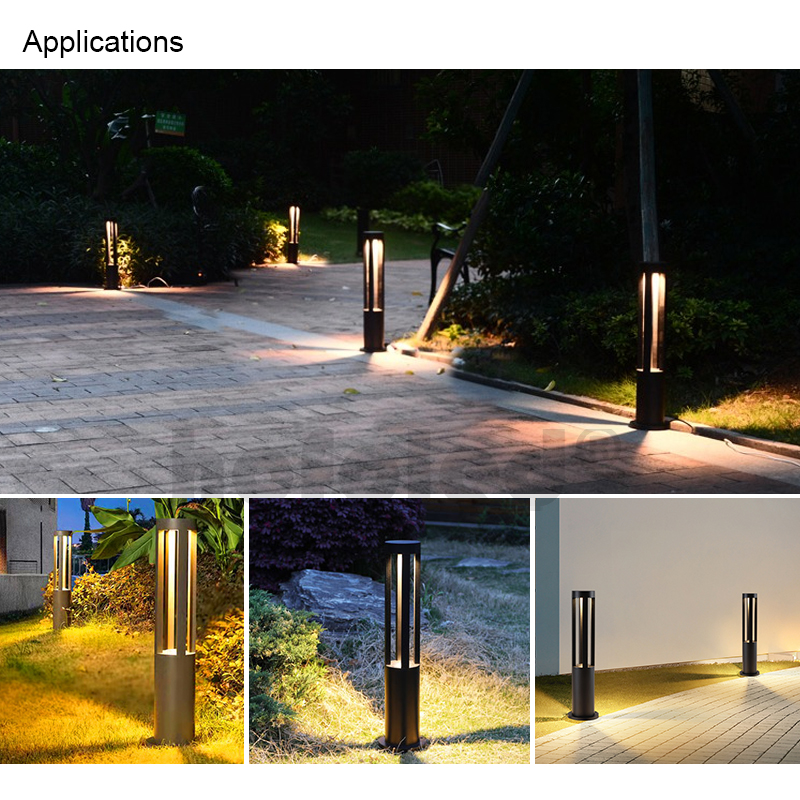 Modern 12W Post Light IP65 Waterproof Pillar Bollard Light Landscape Pathway Outdoor Led Lawn Lamp Garden Lighting