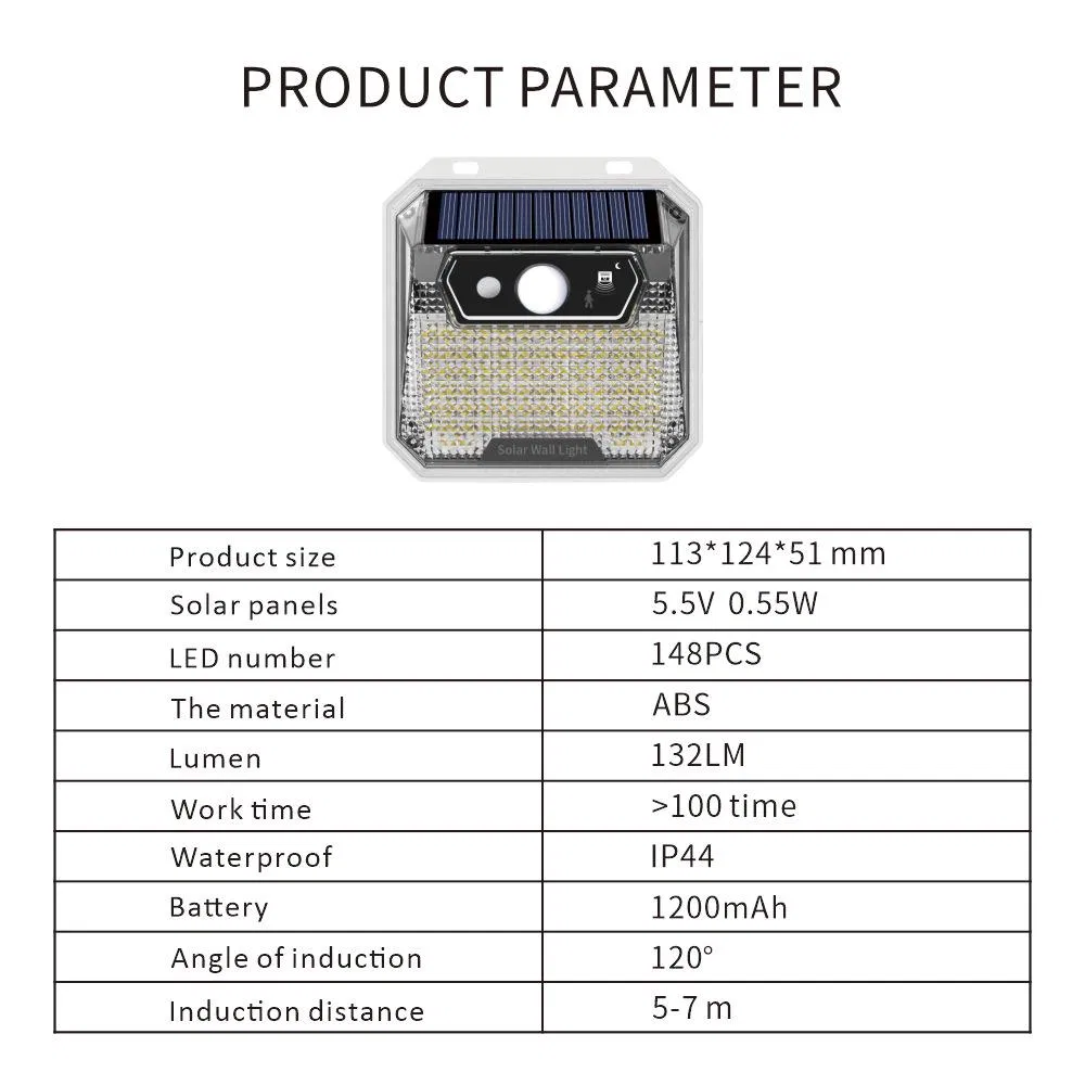 Outdoor IP65 Waterproof Garden Deck Fence Wide Angle Bright Wireless Security Wall Flood Lamp Solar Powered Motion Sensor Light