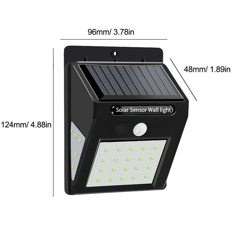 SMD Solar Wall Lamp with 3 Sides LED Lighting Outdoor Courtyard Solar Light