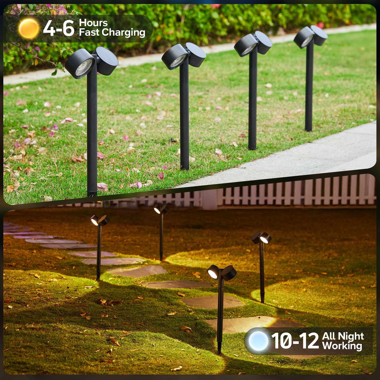 Factory New Design Outdoor Garden Lights Bright Landscape Bollard Lamp Rotate Solar Pathway Lights for Hotel Villa Garden Decor