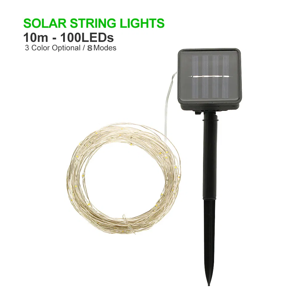 8 Modes Solar-Powered Copper String Lights for Outdoor Celebrations