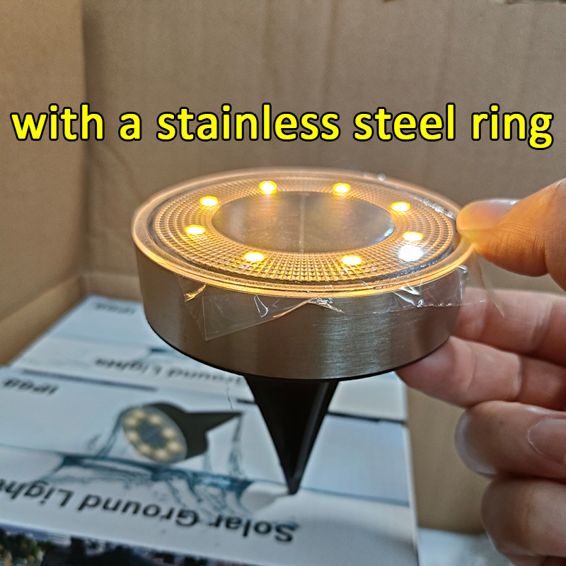 Hot Sell Upgrade 8LED Stainless Steel IP65 Garden Solar Light for Outdoor Lawn Pathway Landscape LED Ground Lamp