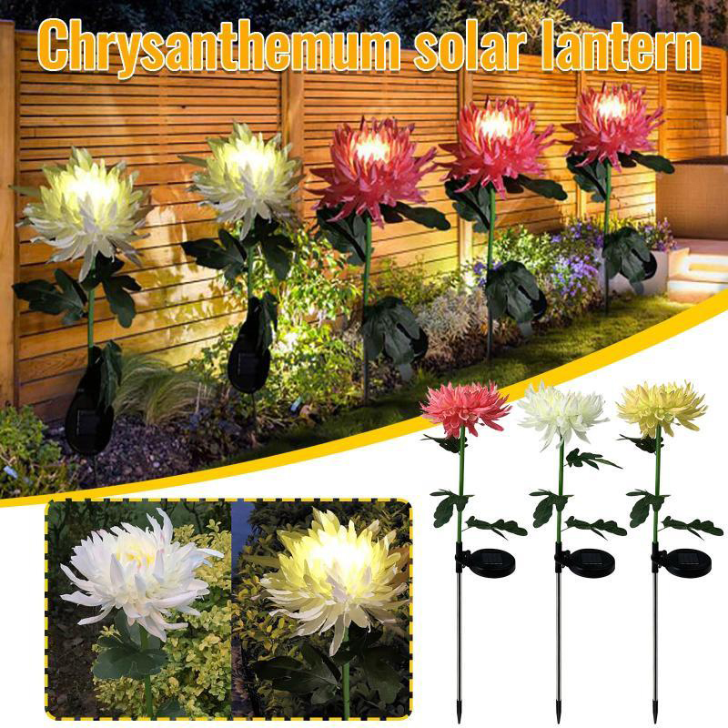 Chrysanthemum Flower Solar Lights Outdoor Garden Landscape Pathway Patio Lawn Yard Porch Walkway Decorative Luces LED Solar Lamp