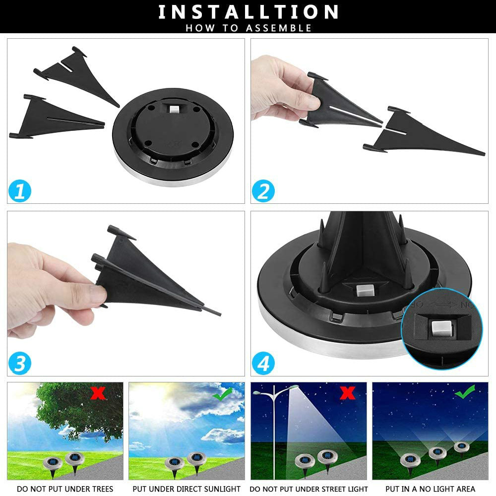 Outdoor 16 Led Pathway Solar Landscape Spot Ground Light for Pathway Patio