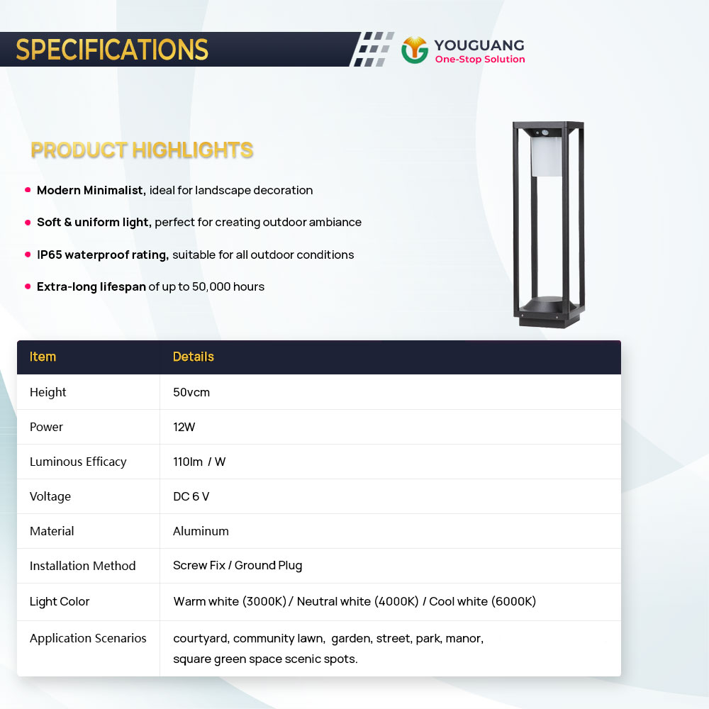 Outdoor Waterproof Aluminum LED Lawn Light Bollard