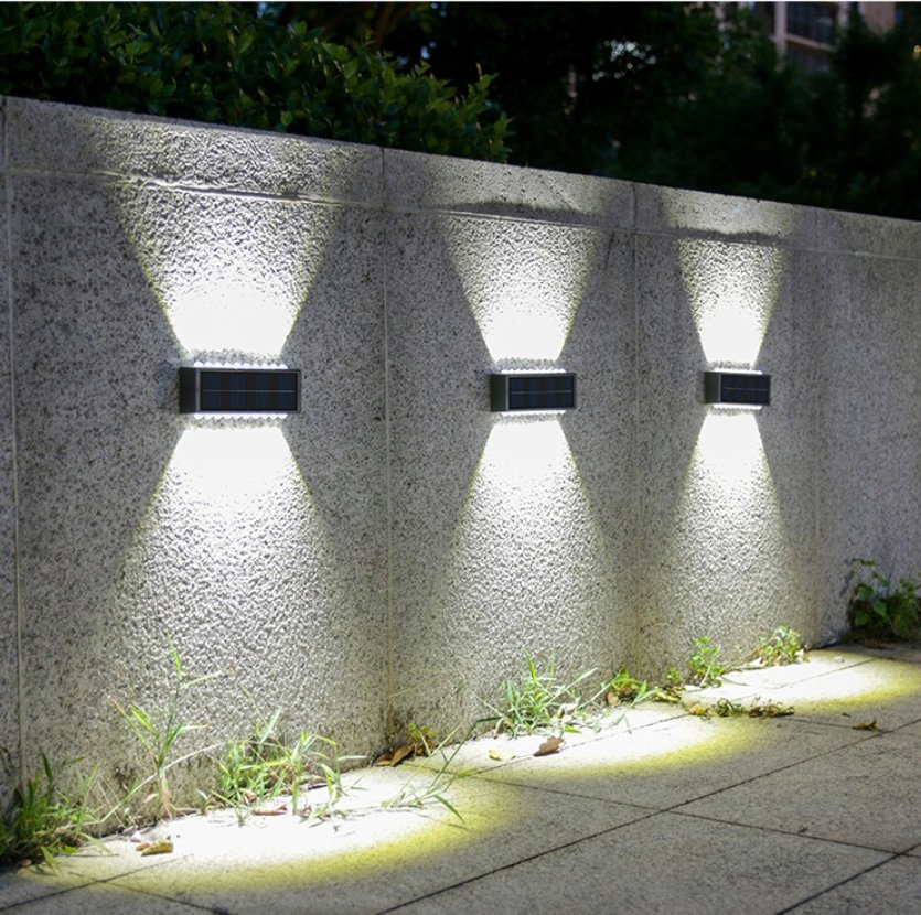 Solar Wall Lamp Outdoor Waterproof LED Solar Lights Solar Washer Wall Light Luminous Lighting for Landscape Yard Garden Decora