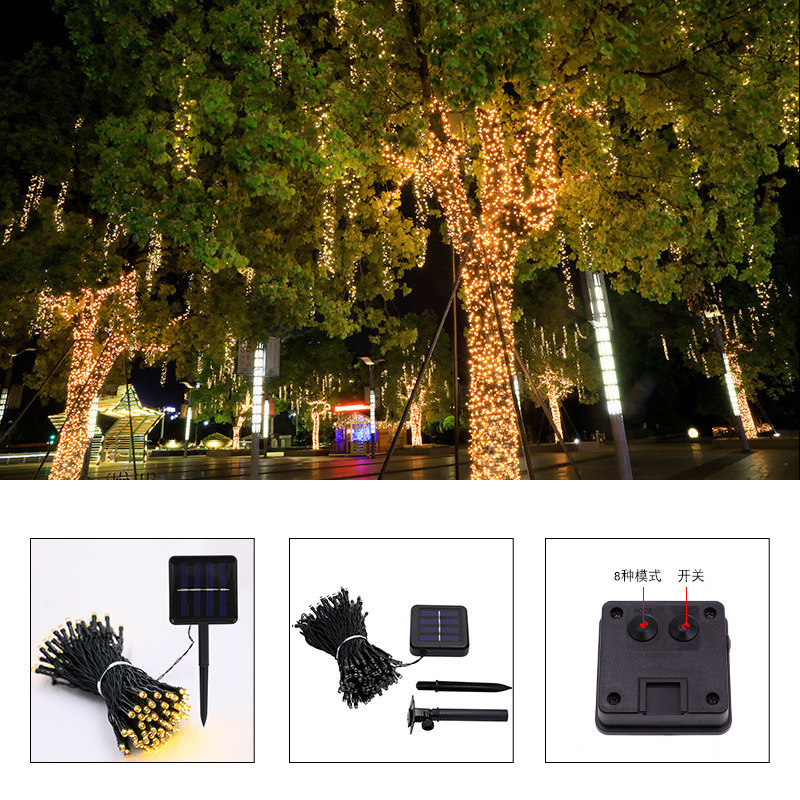 Solar LED String Lights Warm White IP44 Waterproof Outdoor Garden Courtyard Festive Fairy Lights
