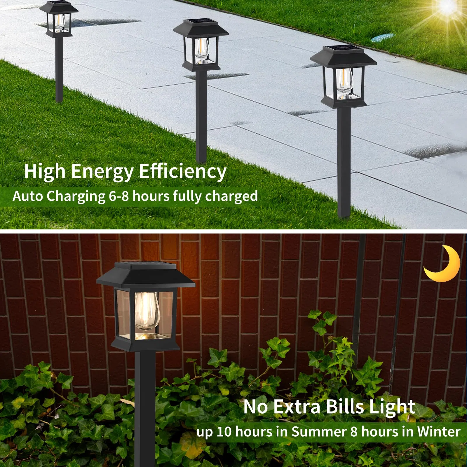 Solar Garden Light with Rechargeable Lead-Acid Battery - Brightens Courtyards All Night Long