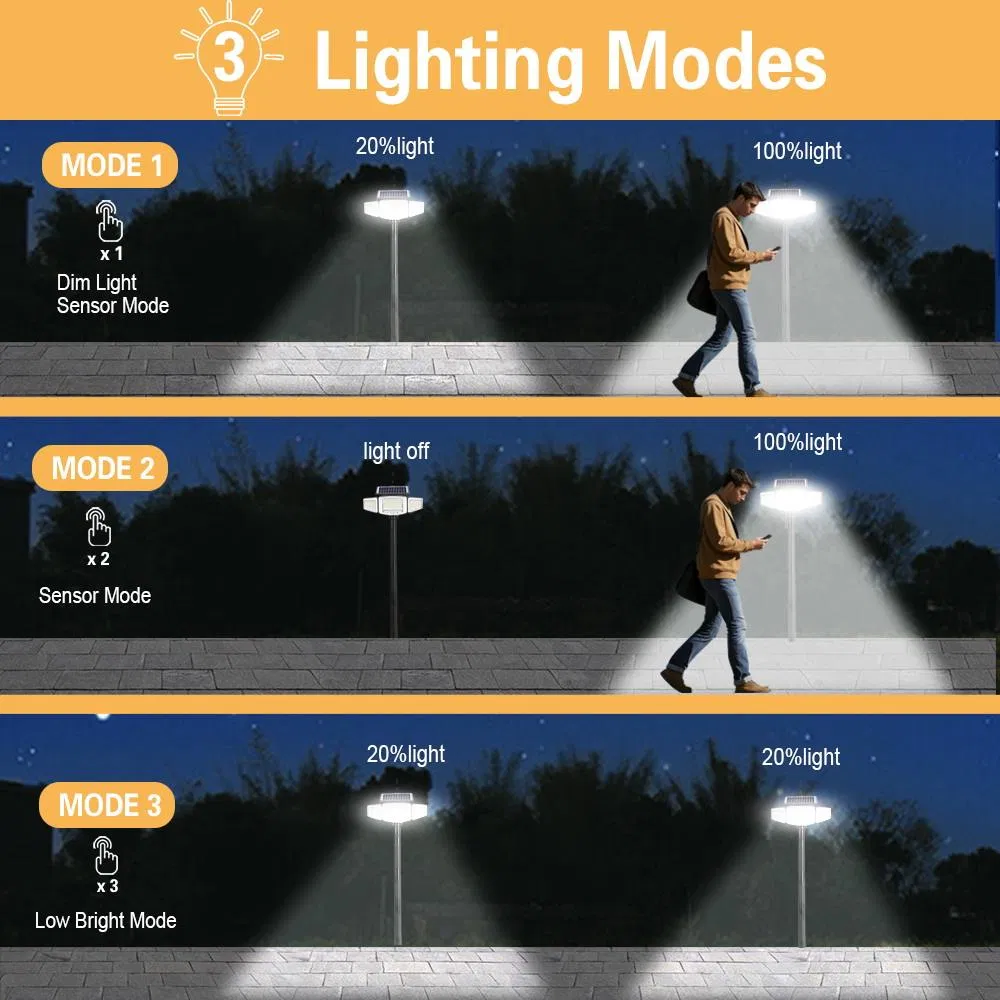 Solar Lights Outdoor, 3-Head Motion Sensor Solar Garden Lights, IP65 Waterproof LED Pathway Lights, Wireless Dusk to Dawn Solar Landscape Lights for Yard, Patio