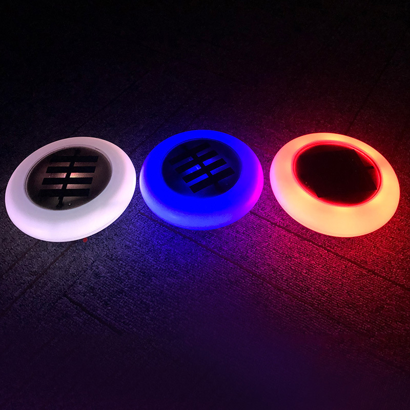 LED Ground Plug Lawn Lamp Outdoor Waterproof Garden Landscape RGB Colorful Round Solar Street Light