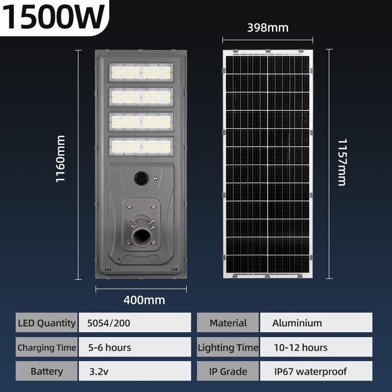 32700 Battery Integrated Power Panel Solar Street Light for Perimeter Fences