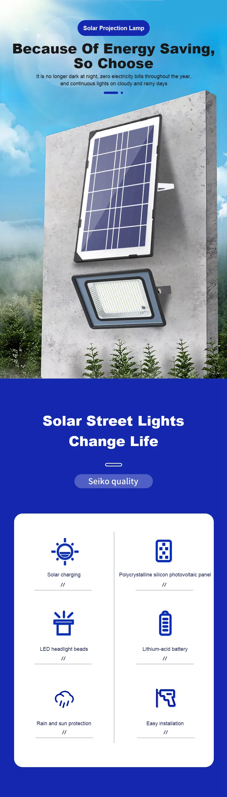 Energy Saving Solar LED Outdoor Garden Fence Lawn Street Light