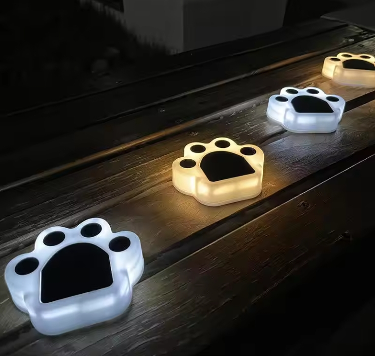 Solar Ground Lights Lovely Bear Paw Shape LED Lights Outdoor Waterproof Light