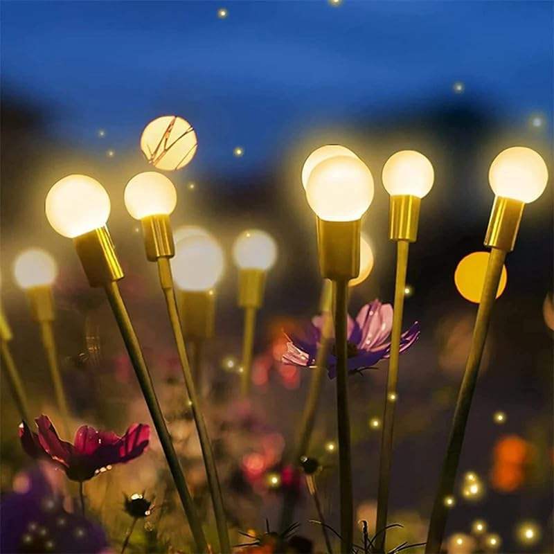 Outdoor Garden LED Solar Firework Firefly Lawn Lamps IP65 Body with Battery Power Supply for Country House Terrace Balcony PVC