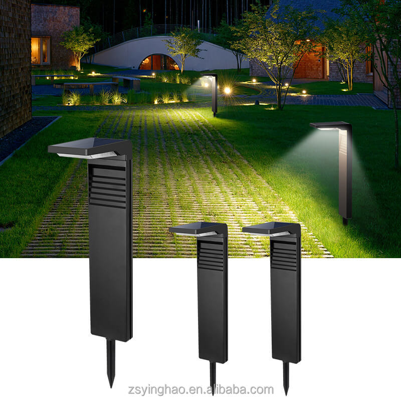 Waterproof Front Yard Bollard Light Pathway Garden Lawn Outdoor Led Wireless Solar Powered Spotlight for Landscape