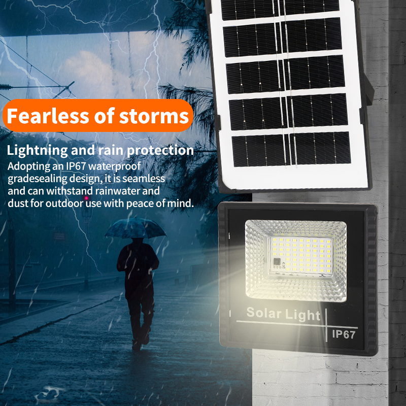 25W Solar Flood Lights with Remote Control Outdoor IP67 Waterproof Solar Powered Reflector Floodlight for Outdoor Garage Patio