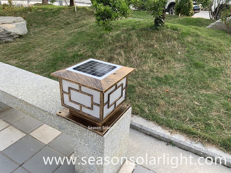 Garden Yard Gate LED Light Lamp 5W Outdoor Solar Fence Post Cap Light with Warm+White LED Lighting
