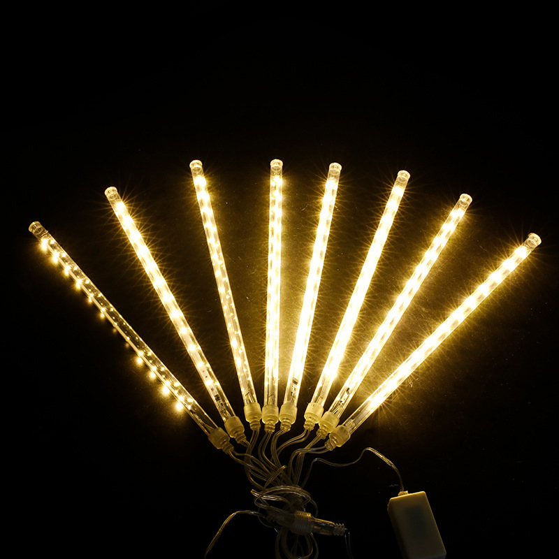 Solar Meteor Shower Light String Christmas Tree Color Light Tube Outdoor Waterproof Water Light Holiday Decoration 8 Packs Solar String Lights