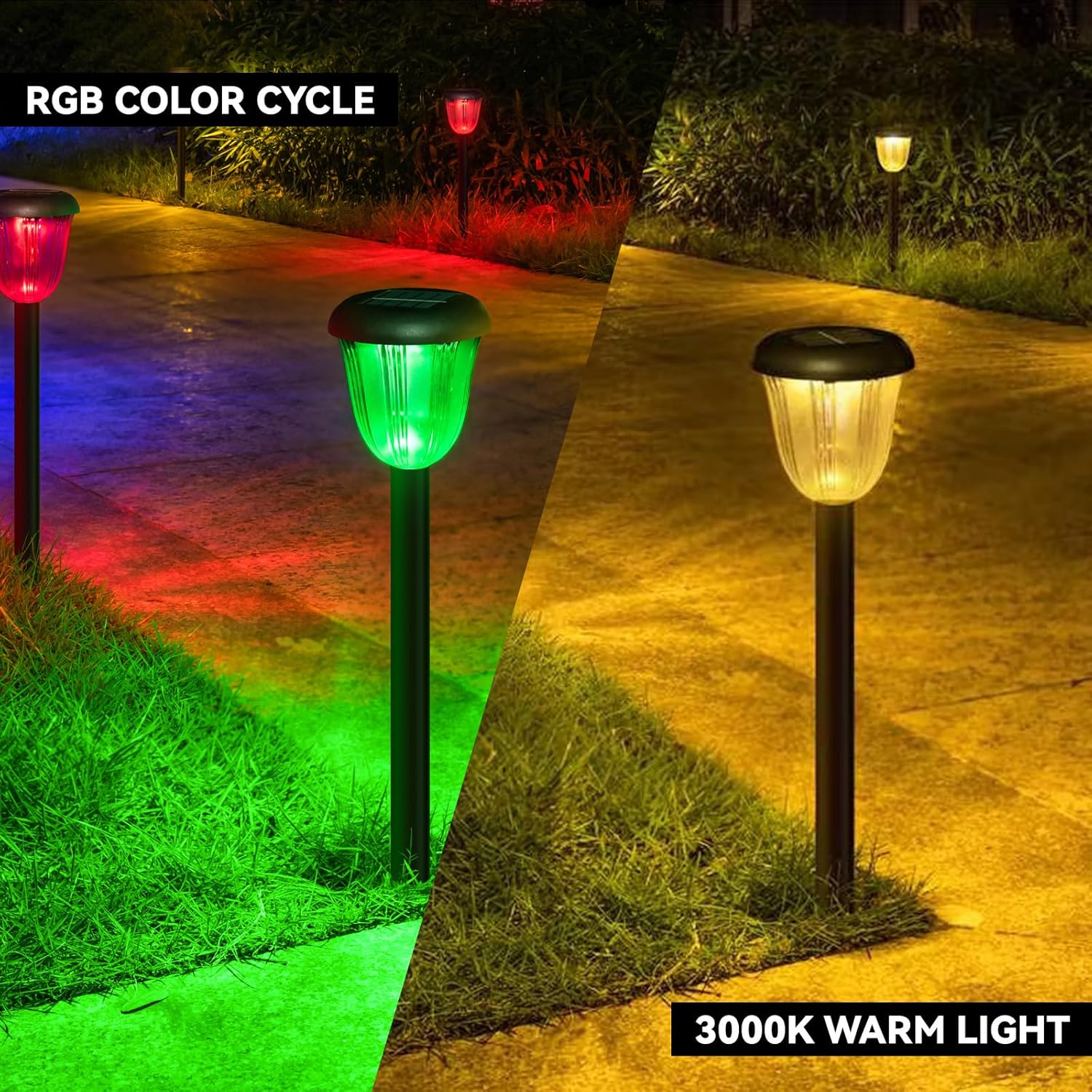 IP65 Waterproof Outdoor LED Solar Pathway Lights 2 Lighting Modes Auto On/Off Garden Yard Patio Lighting