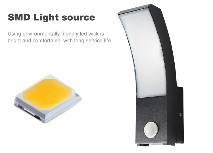 European Modern Style IP65 Waterproof Aluminum Alloy Black 12W LED Garden Lawn Light 220V for Garden Villa Park