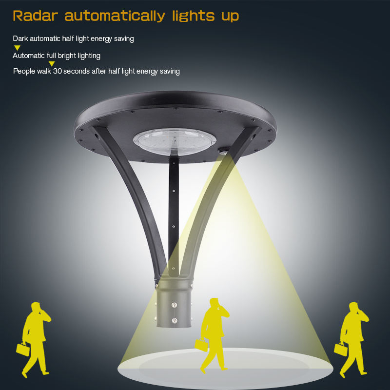 Bbier Round Pole Street Post Top Light Solar Round Outdoor Waterproof Courtyard Road Lights LED Garden Light