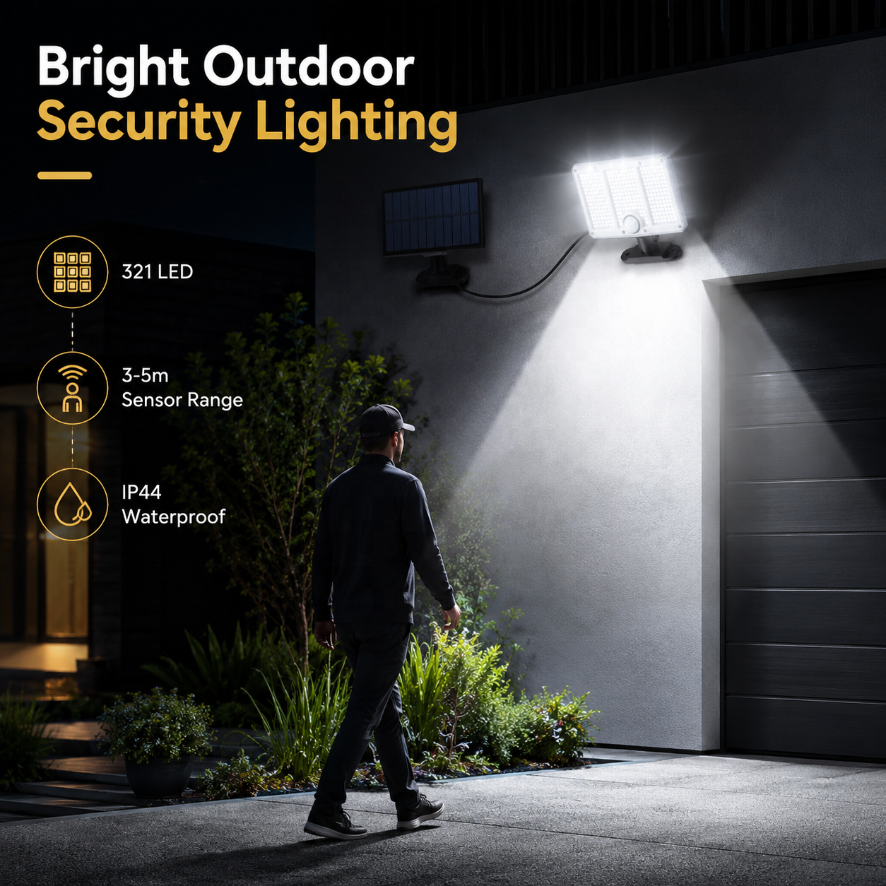 Solar Led Wall Lamp Powered Garden Lights Outdoor Yard Decor Garage Light Control Security Flood Waterproof