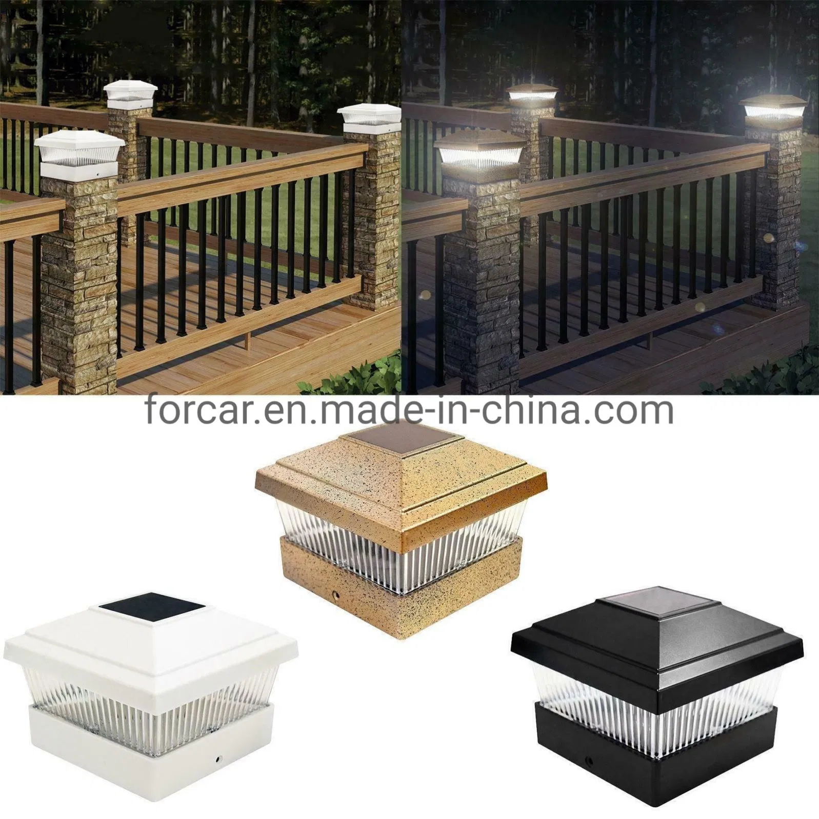 Wholesale Quality LED Post Decoration Lighting Outdoor Garden Waterproof Square Black Landscape Post Cap Lamp Solar Powered LED Garden Light