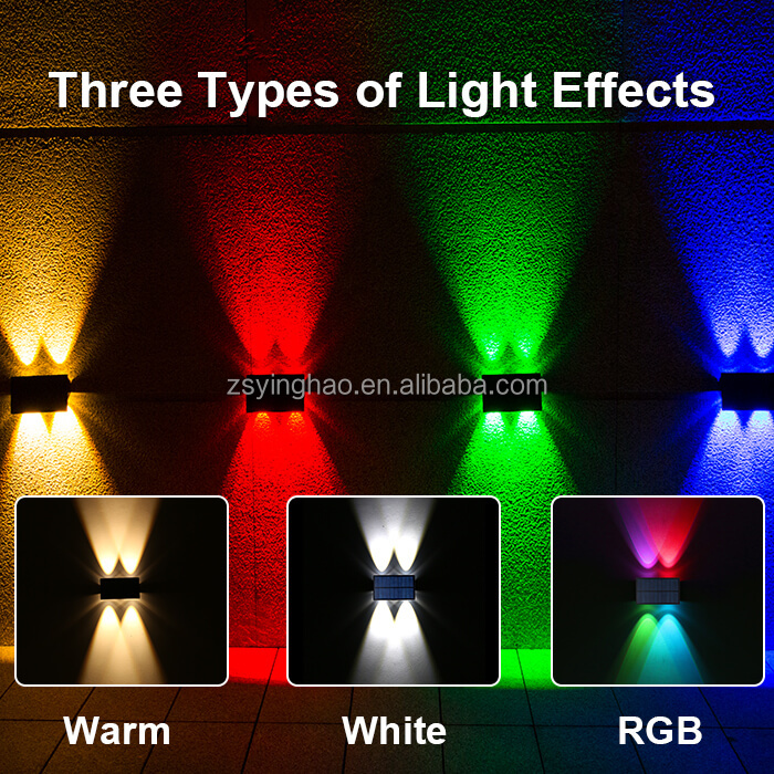Luz Solar Exterior Para Muro IP54 Impermeable RGB Cambio De Color ABS Para Pared Jardin Cerca Decoracion Exterior