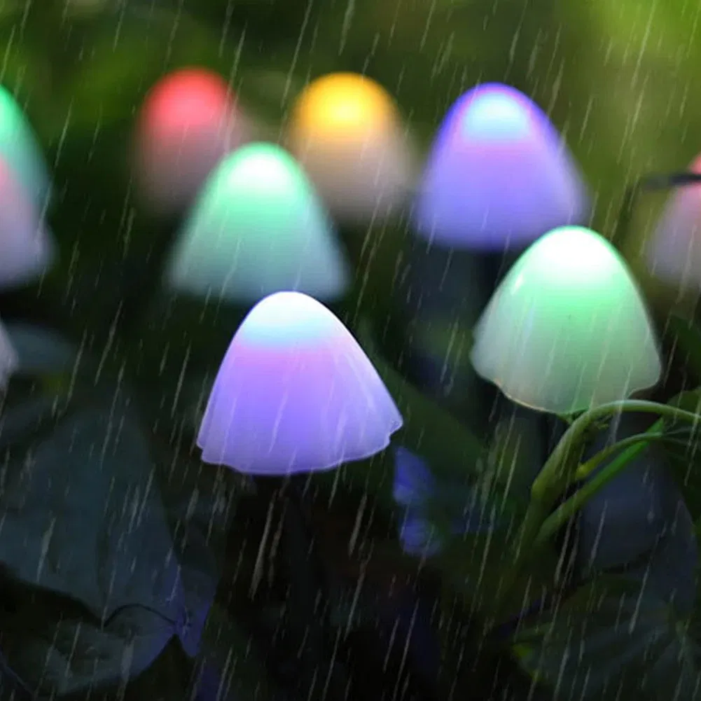 10/20PCS Mini Mushroom String Outdoor Patio Pathway Landscape Fairy Light Solar Ground Stakes Lamp
