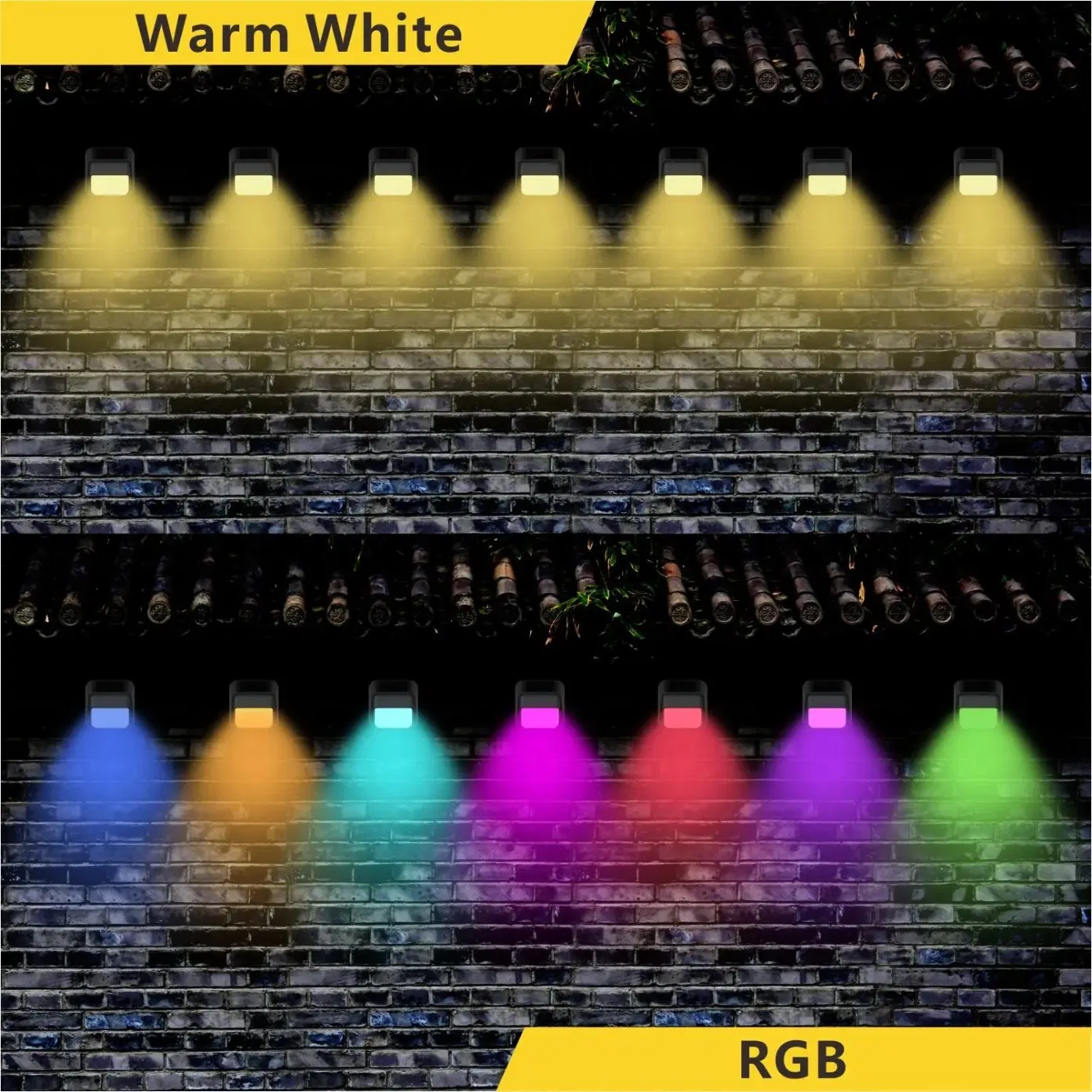 Decoration Solar Powered Wall Light Outdoor Step 6-Pack Warm Garden Fence Lighting