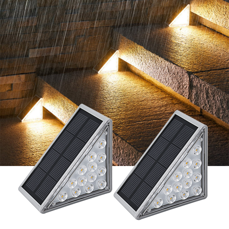 Outdoor Waterproof LED Solar Wall Sensor Light for Night Security Garden Step Stair Fence Gate Landscape Park Building Villa