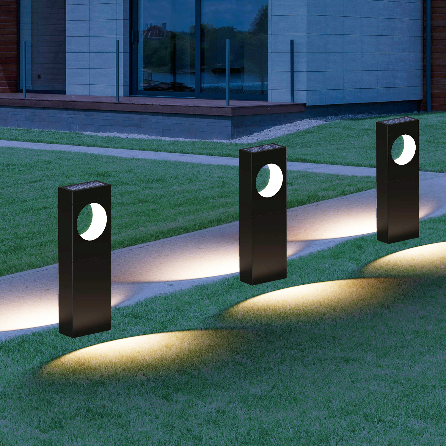 Solar Powered Warm Light European Modern Design In-Ground Solar Lawn Lights Long Lasting for Courtyard Garden Park