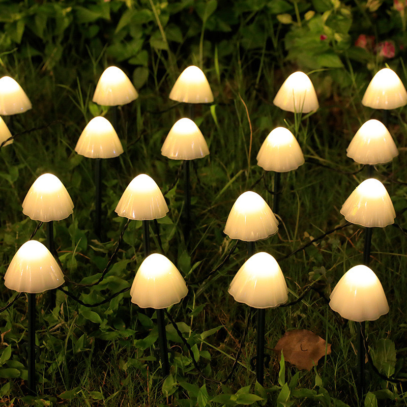 10/20PCS Mini Mushroom String Outdoor Patio Pathway Landscape Fairy Light Solar Ground Stakes Lamp