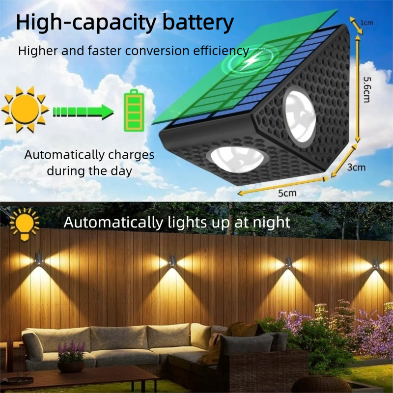 Outdoor Photecell 3 Led Solar Decorative Wall Light for Fence Pathway Patio